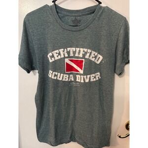 Yacht Club Certified Scuba Diver Bonaire Dutch Caribbean T-Shirt Small Blue Grey